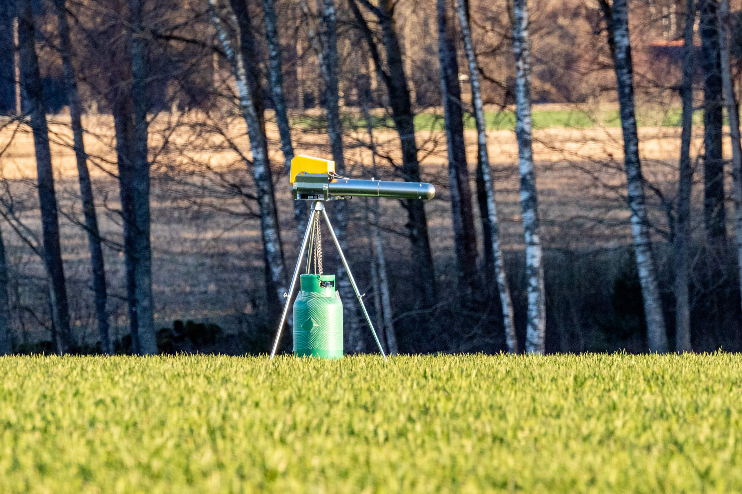 Propane sound cannon used to repel birds.